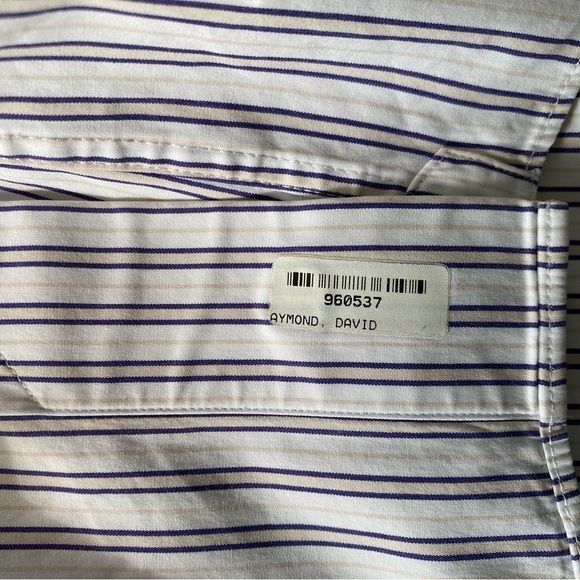 David Donahue Cotton Stripe Long Sleeves Dress Shirt Sz: 16/ 32-3 - Picture 8 of 10